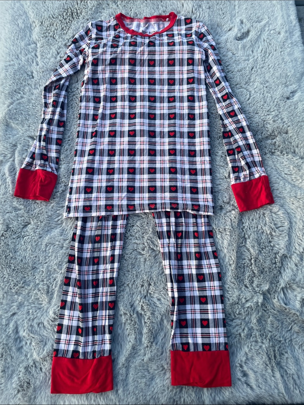 Little Bum Bums Red Plaid Heart Long-Sleeve Pajama Set